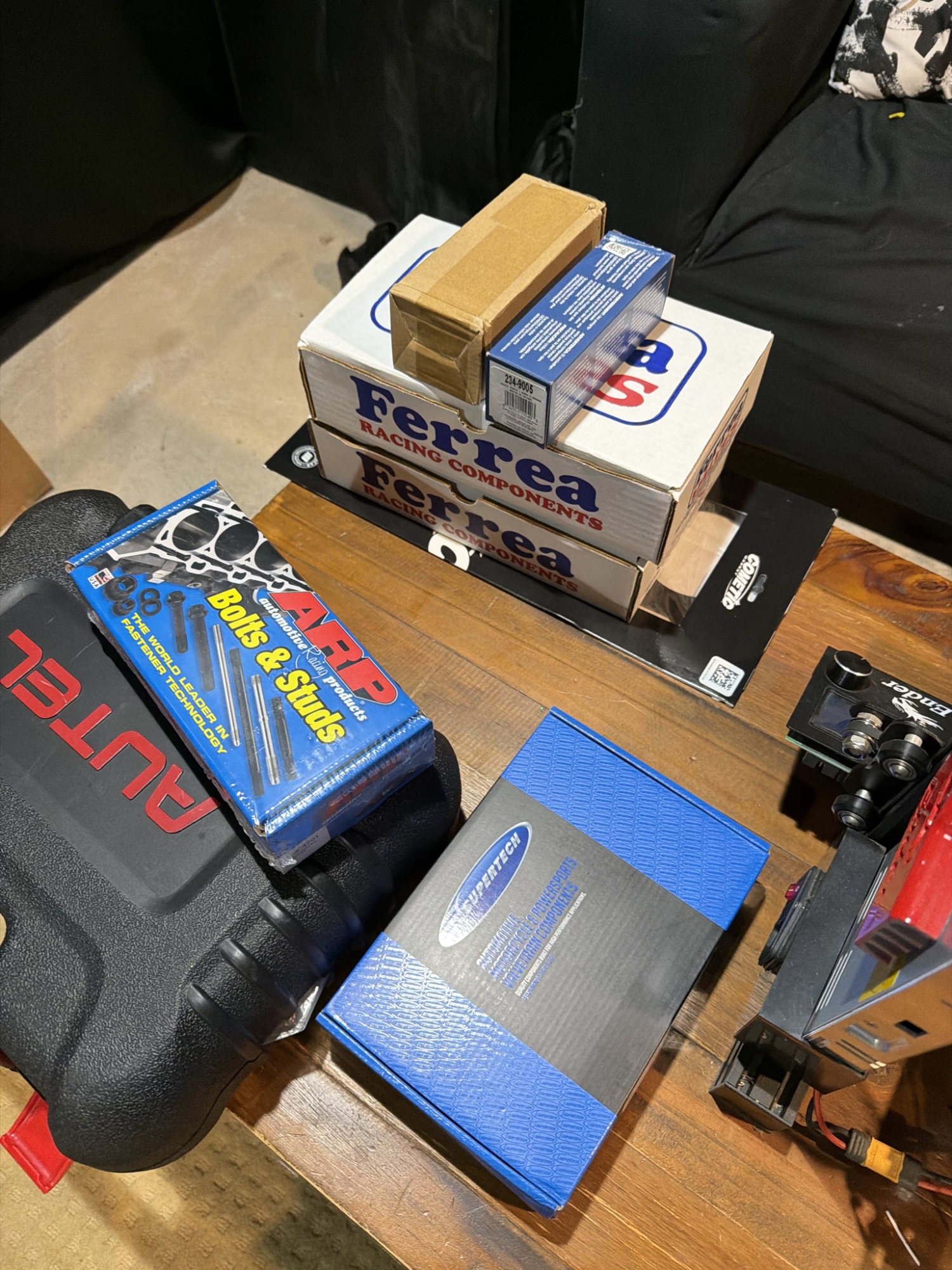 Parts staged